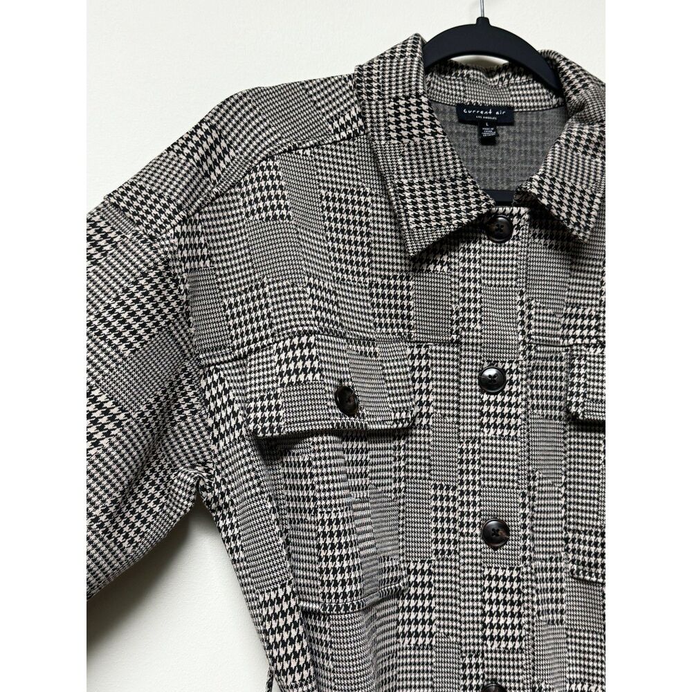 Current Air Houndstooth Long Shacket Coat, Sz L - image 5